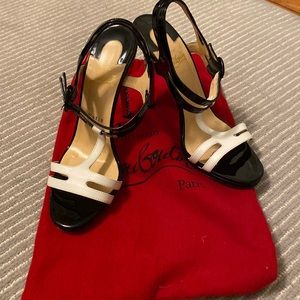 Christian Louboutin Black and White High Heel Sandals. Size 38 (U.S. size 7.5)